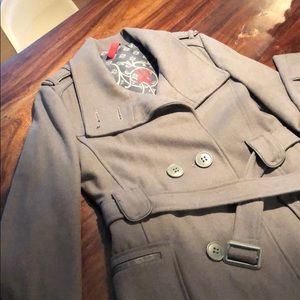 Grey wool knee length coat